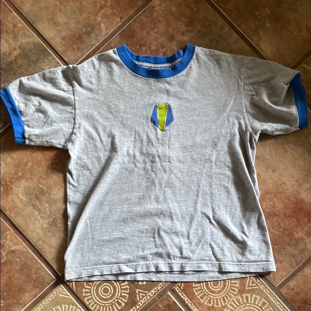 Gray and Blue nike Shirt